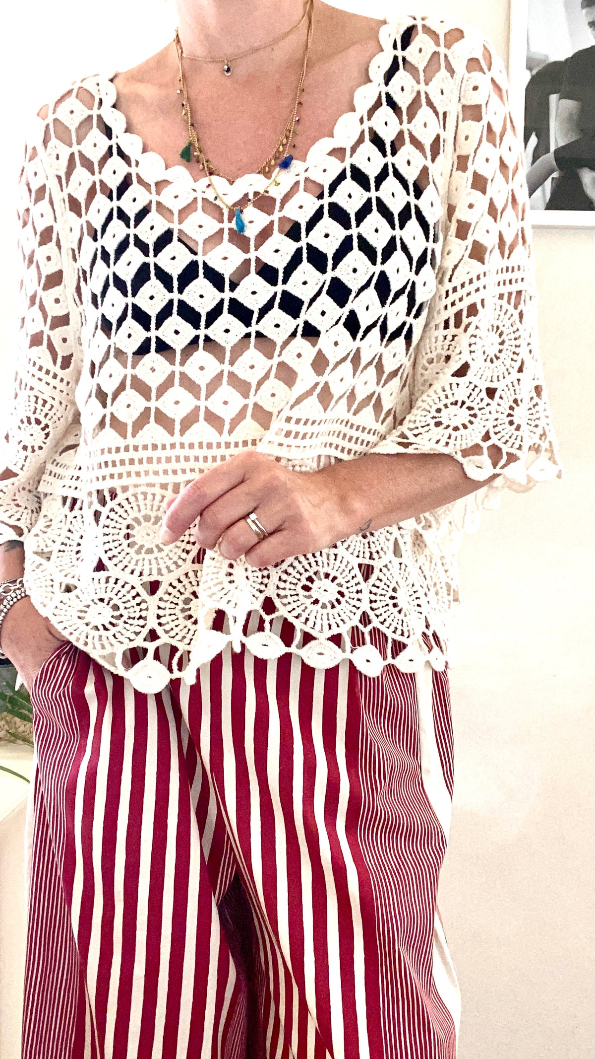 MAGLIA CROCHET MANICA 3/4