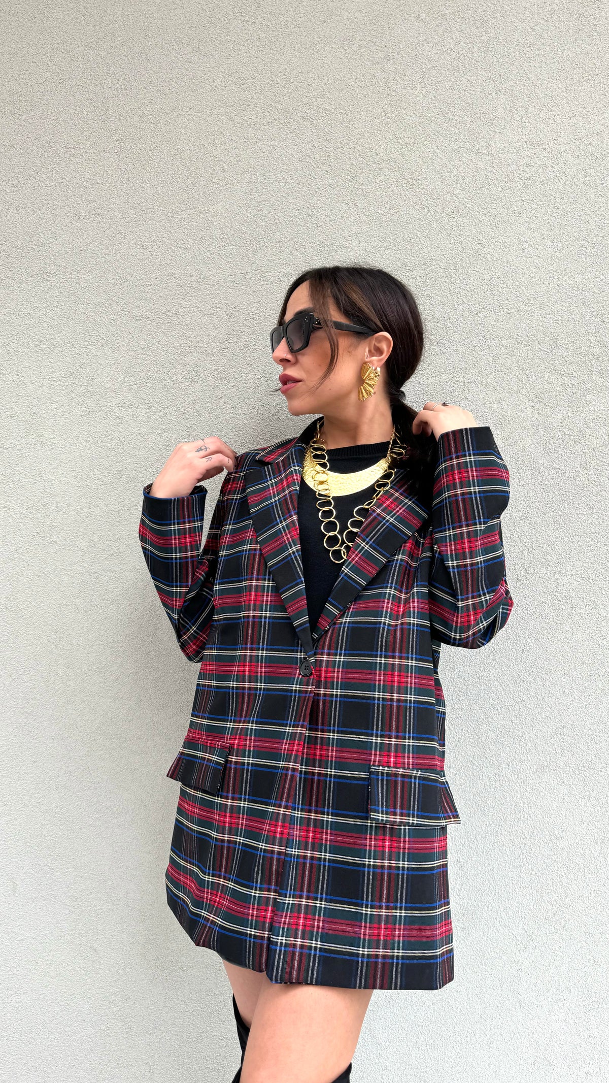 GIACCA TARTAN BASE BLU NOTTE