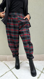 PANTALONI OVETTO TARTAN BLU/NERO