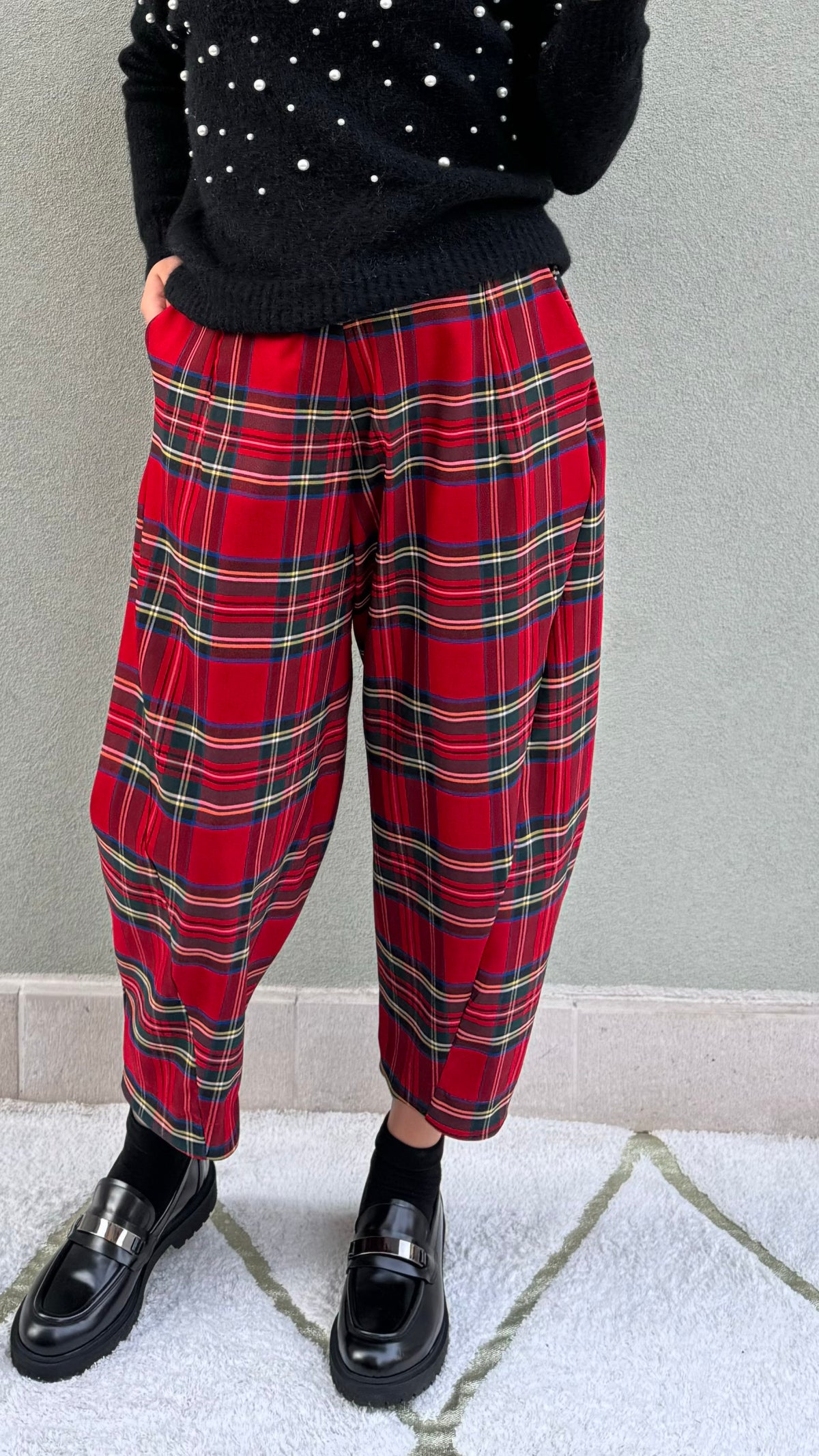 PANTALONE OVETTOTARTAN ROSSO