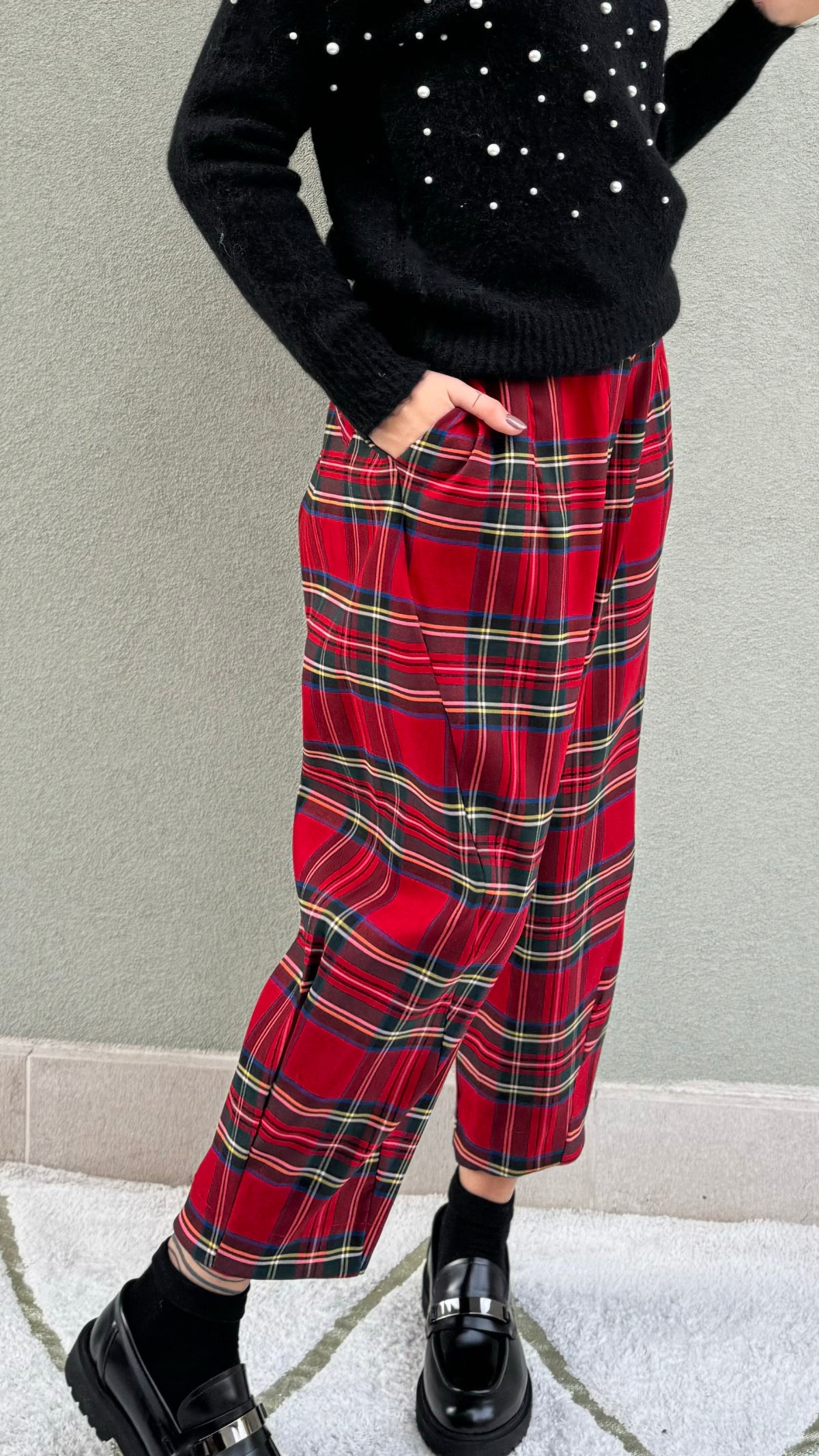 PANTALONE OVETTOTARTAN ROSSO