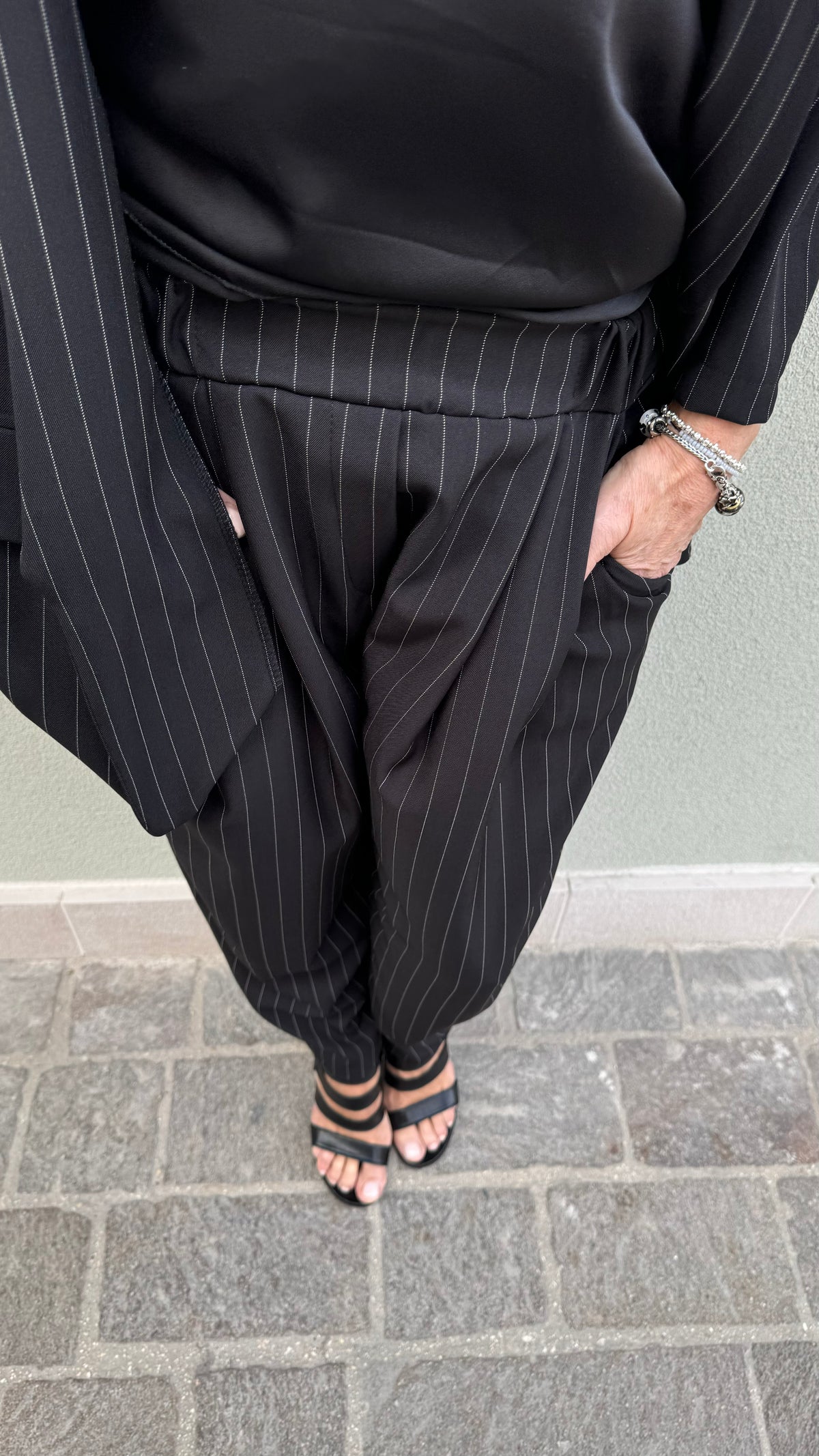 PANTALONE GESSATO NERO