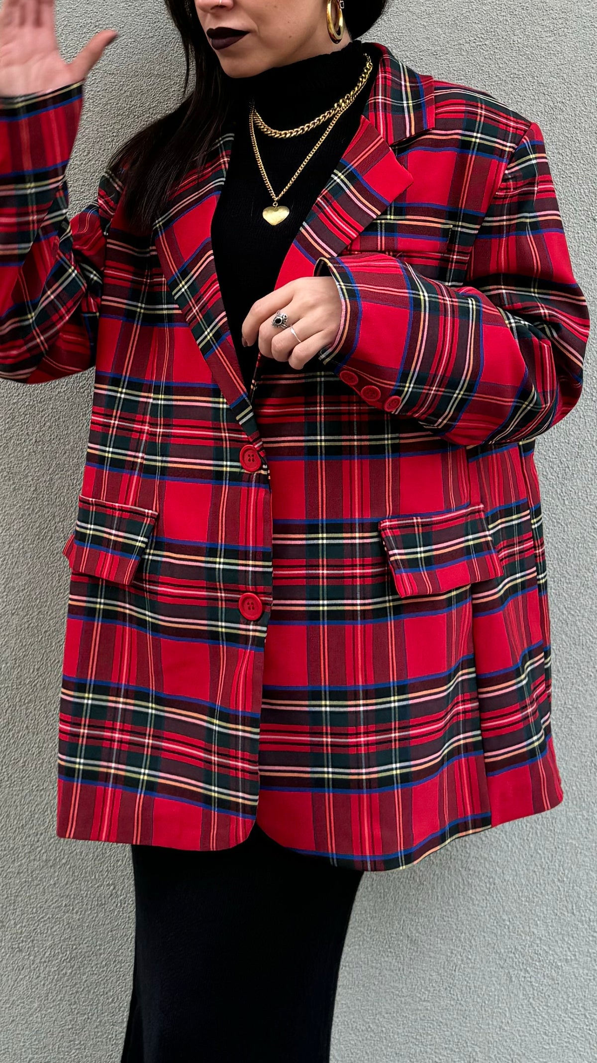 GIACCA TARTAN BASE ROSSA