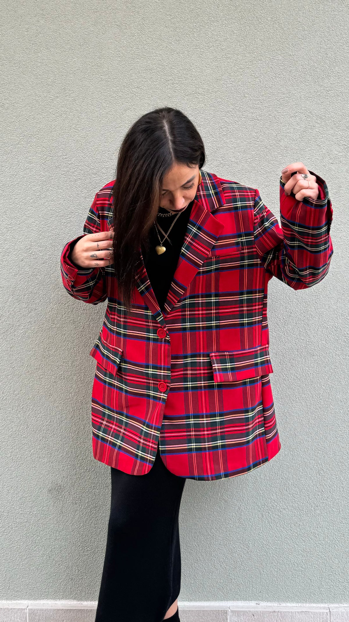 GIACCA TARTAN BASE ROSSA