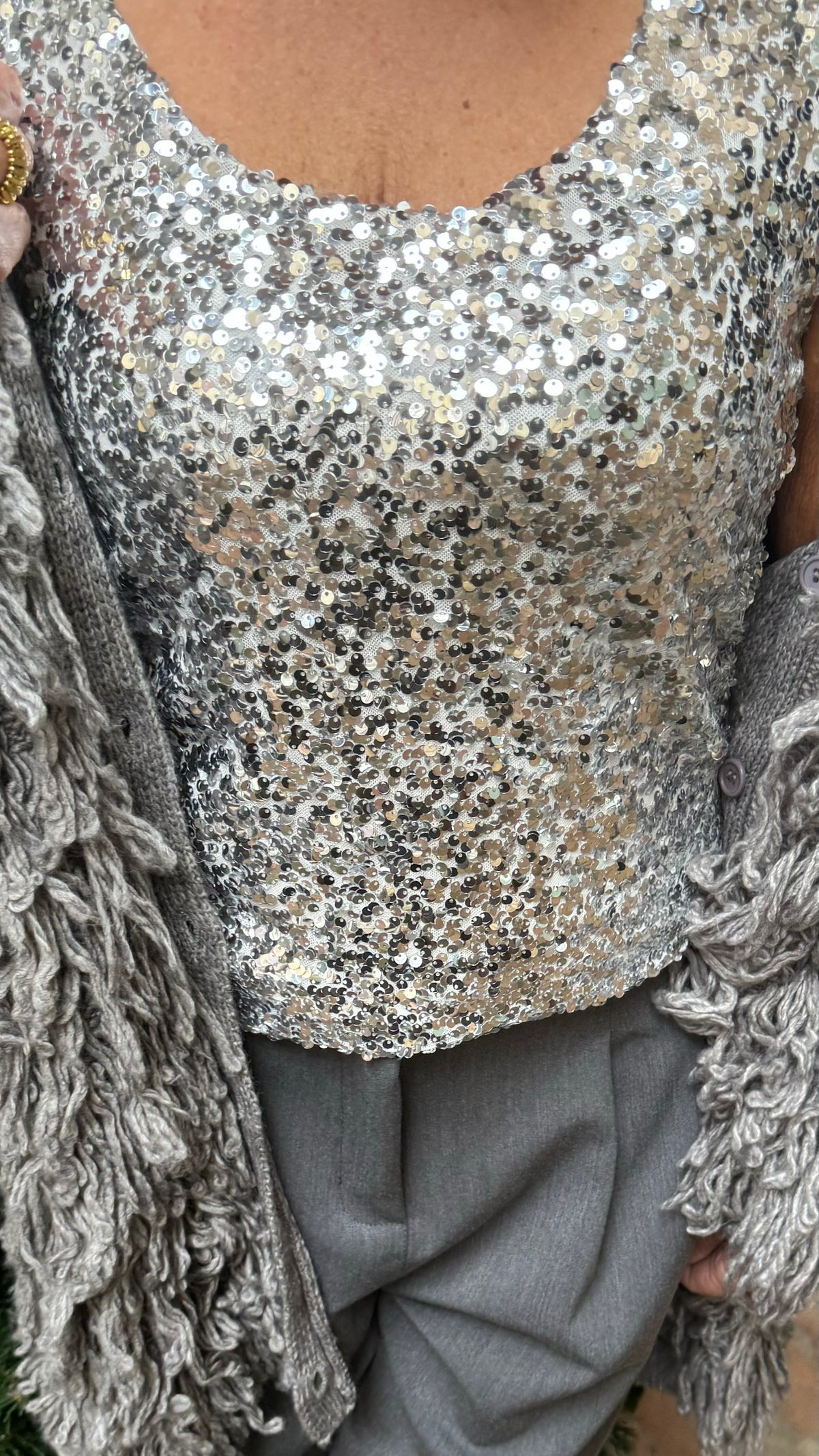 TOP ARGENTO SPALLA LARGA