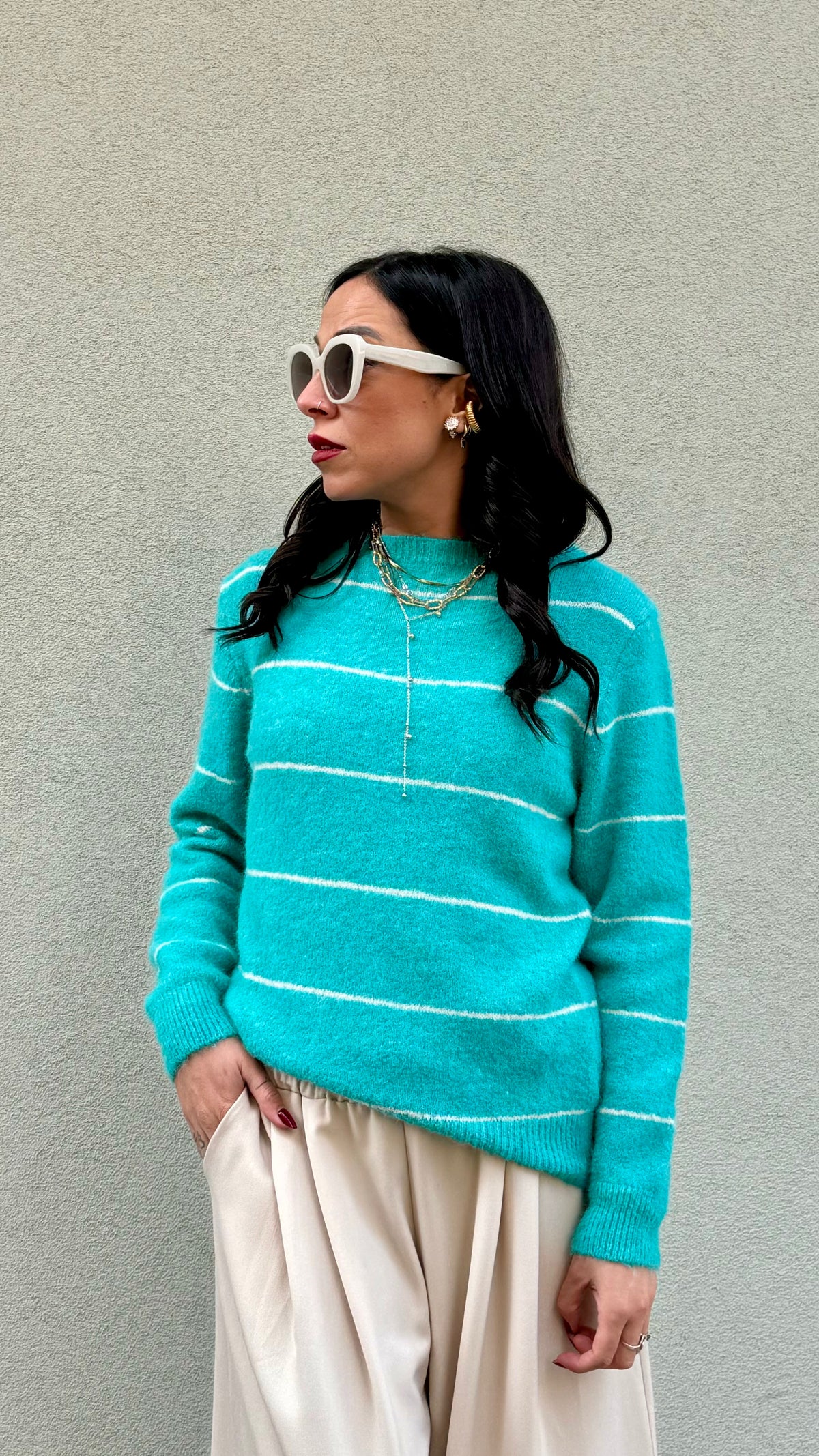 PULL RIGA FINA VERDE TIFFANY