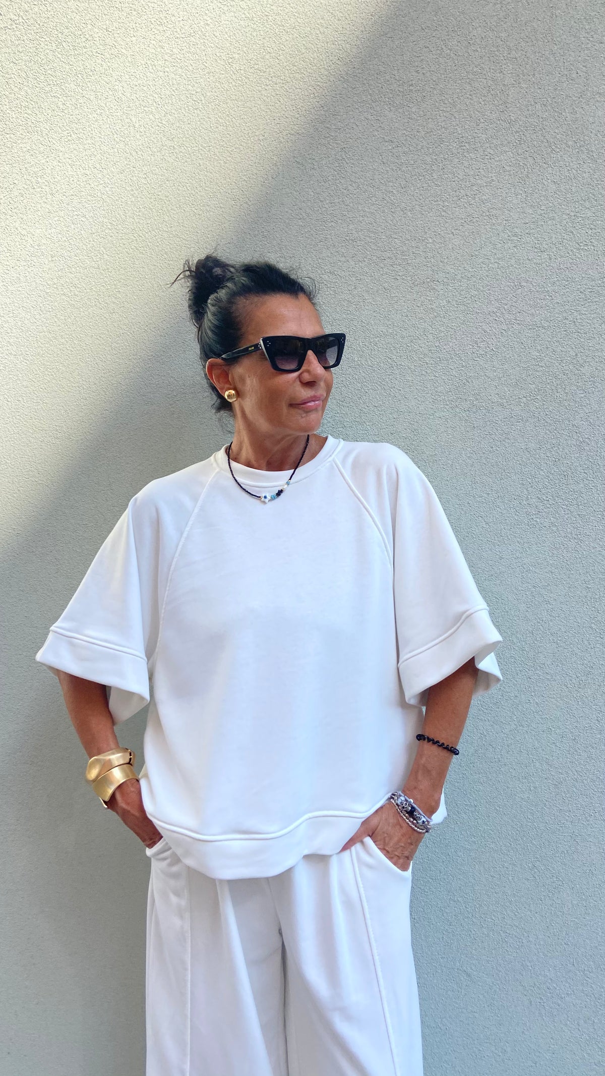 FELPA LARA MANICHE CORTE BIANCA