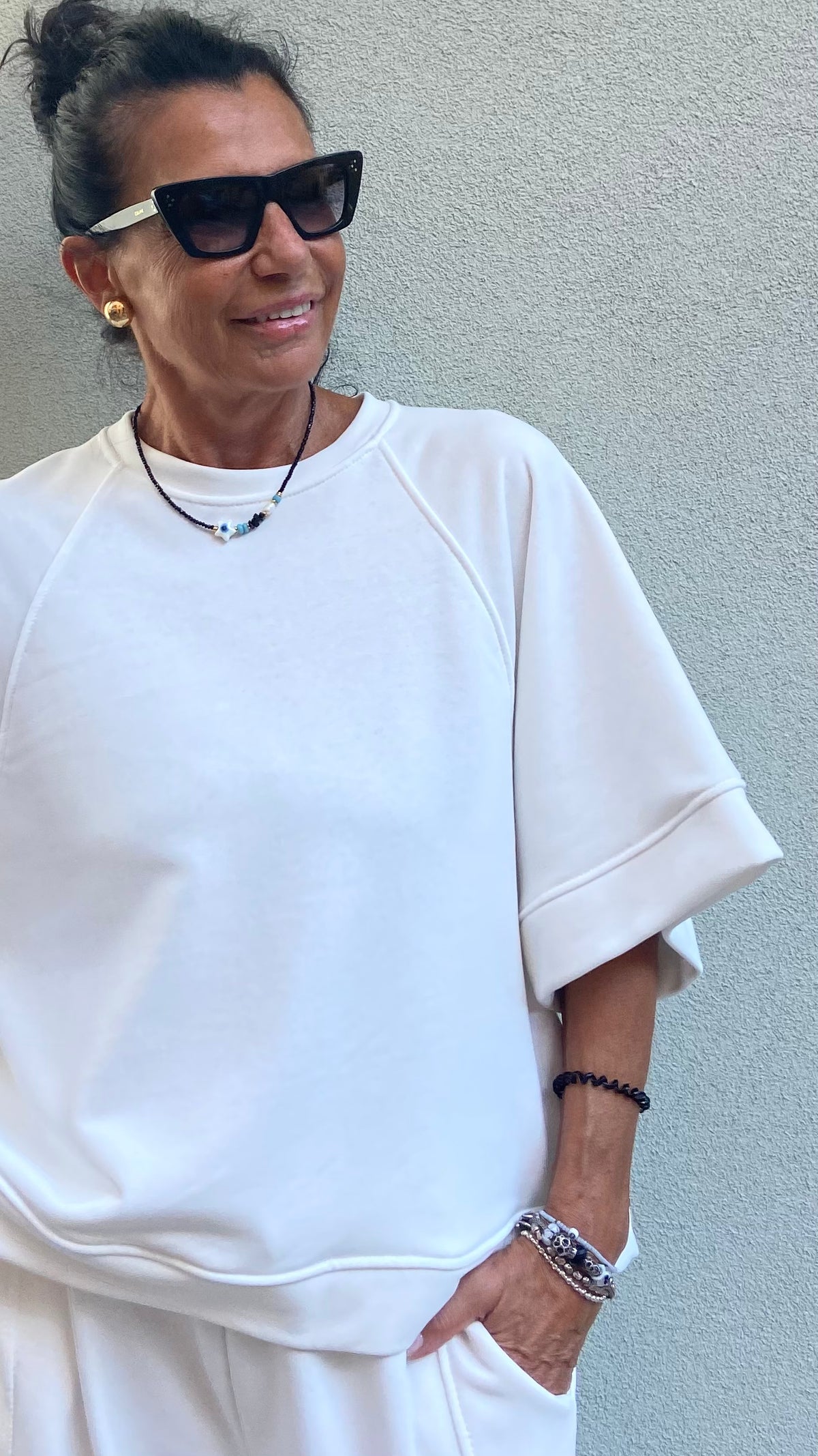 FELPA LARA MANICHE CORTE BIANCA