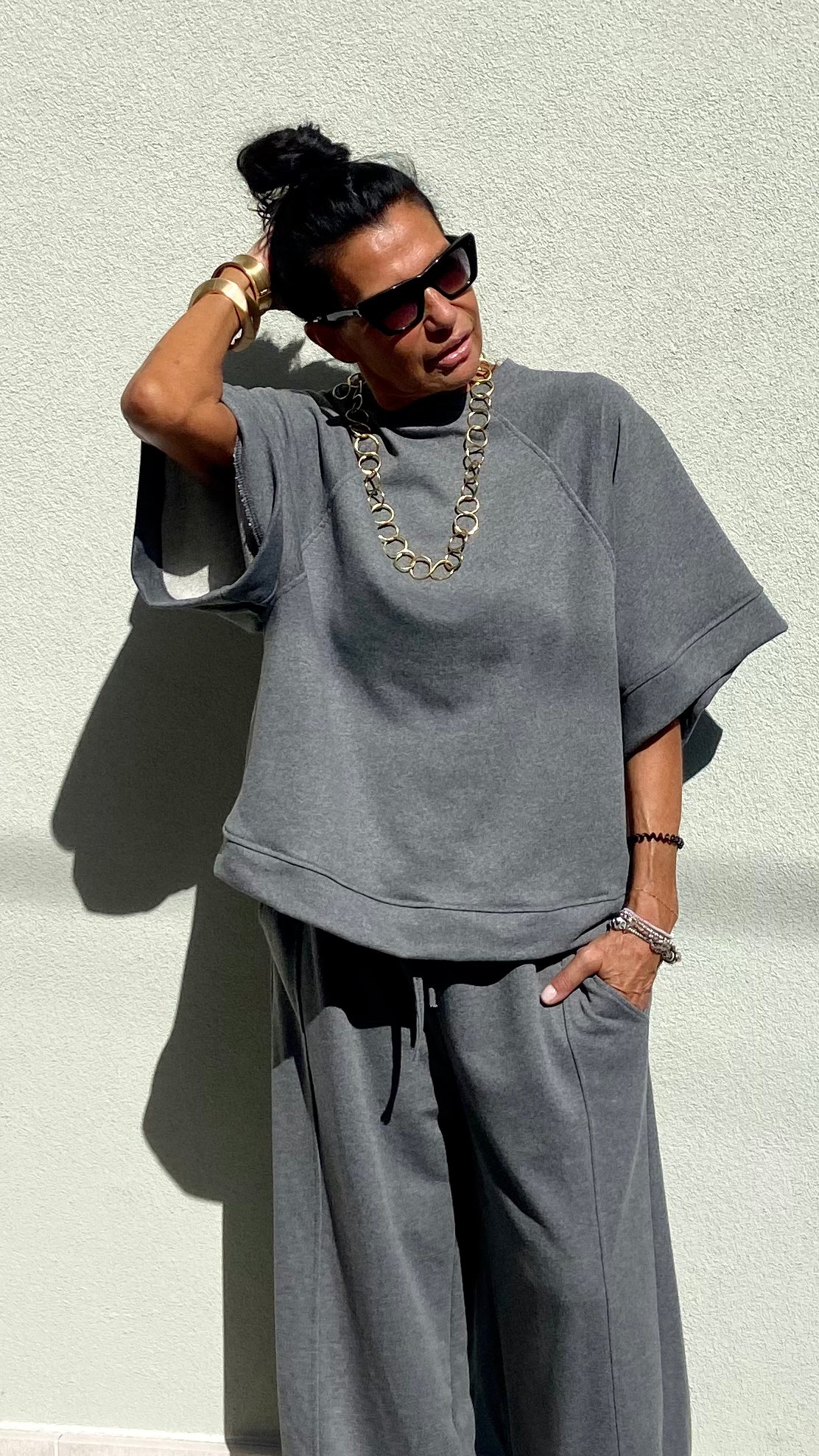 FELPA LARAM.CORTA GRIGIA