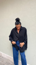 CAMICIA OVER NERA MANICA LUNGA
