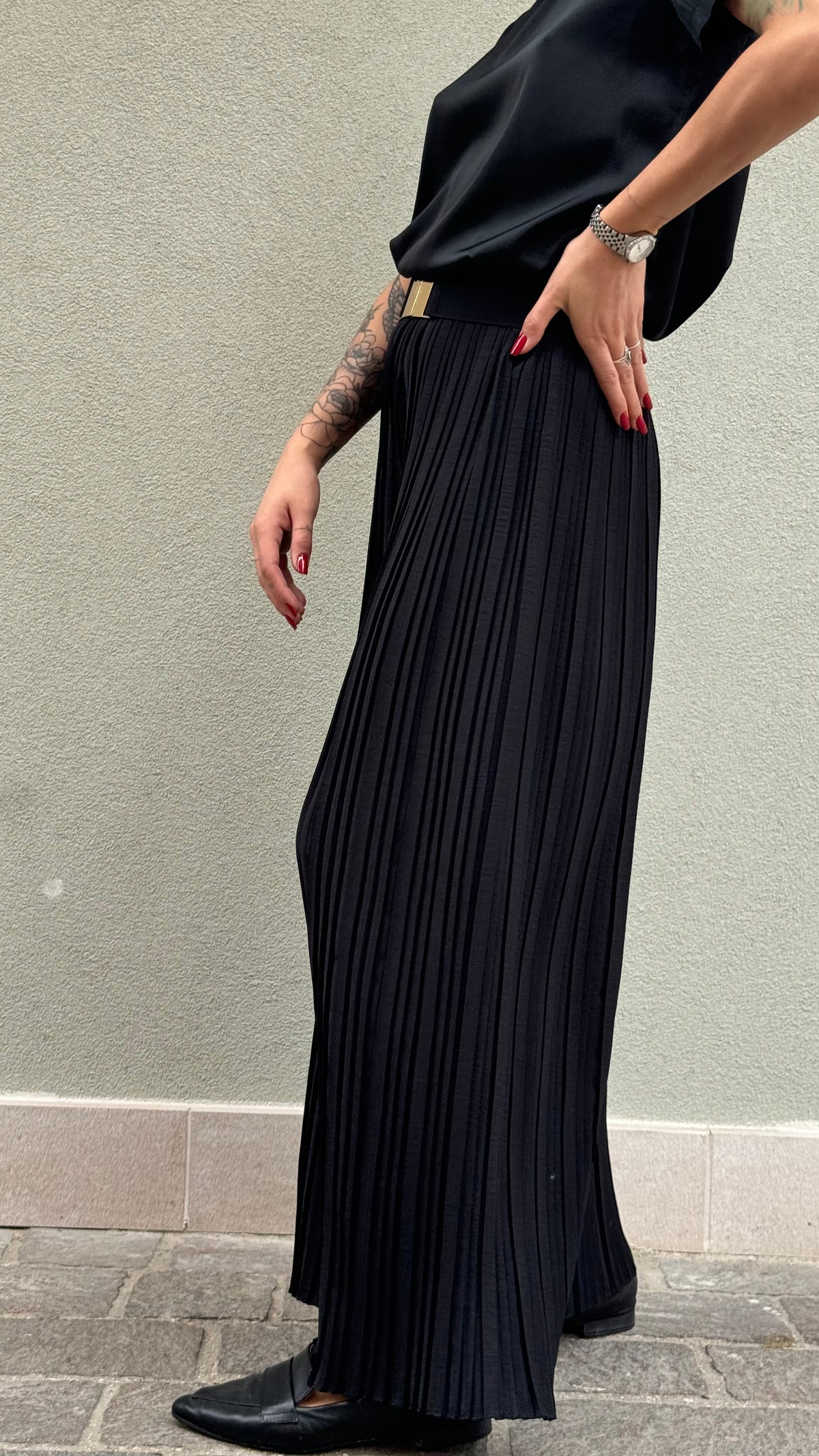 PANTALONE PLISSE' NERO