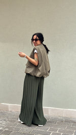 PANTALONE PLISSE' VERDE MILITARE