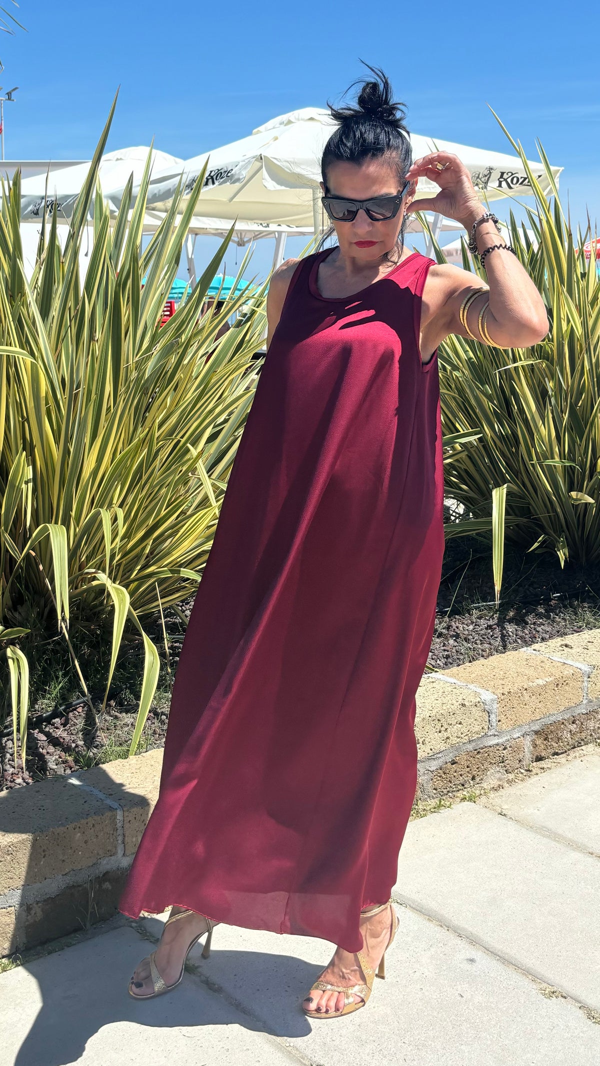 ABITO SATIN BORDEAUX