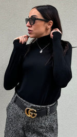 MAGLIA MEZZO COLLO NERA LUNA