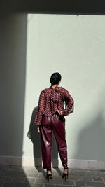 CAMICIA A POIS BORDEAUX