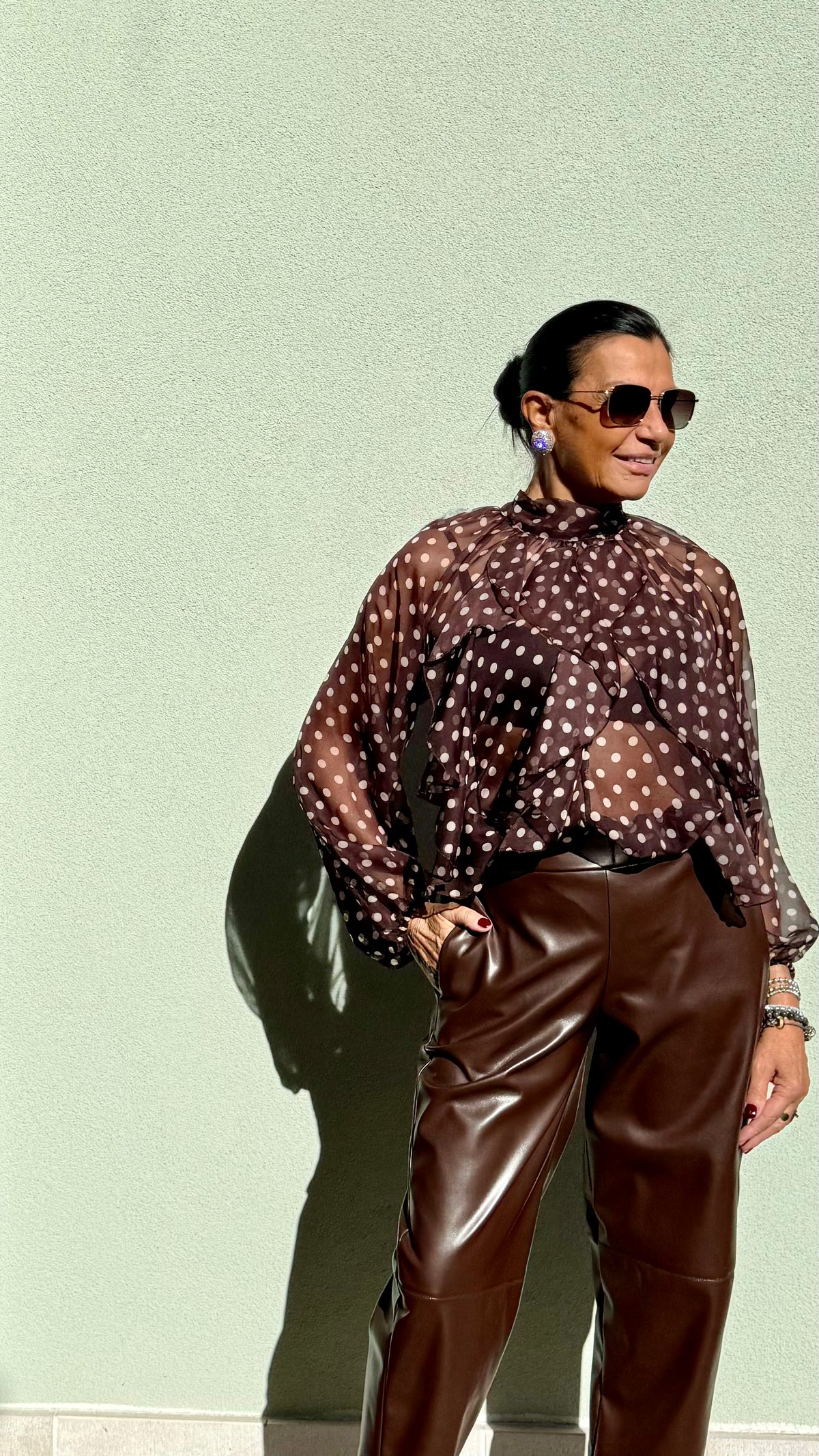 CAMICIA A POIS CIOCCOLATO