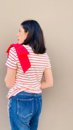 TSHIRT FIOCCO STRASS ROSSA