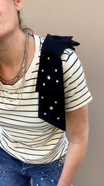 T-SHIRT FIOCCO STRASS NERA