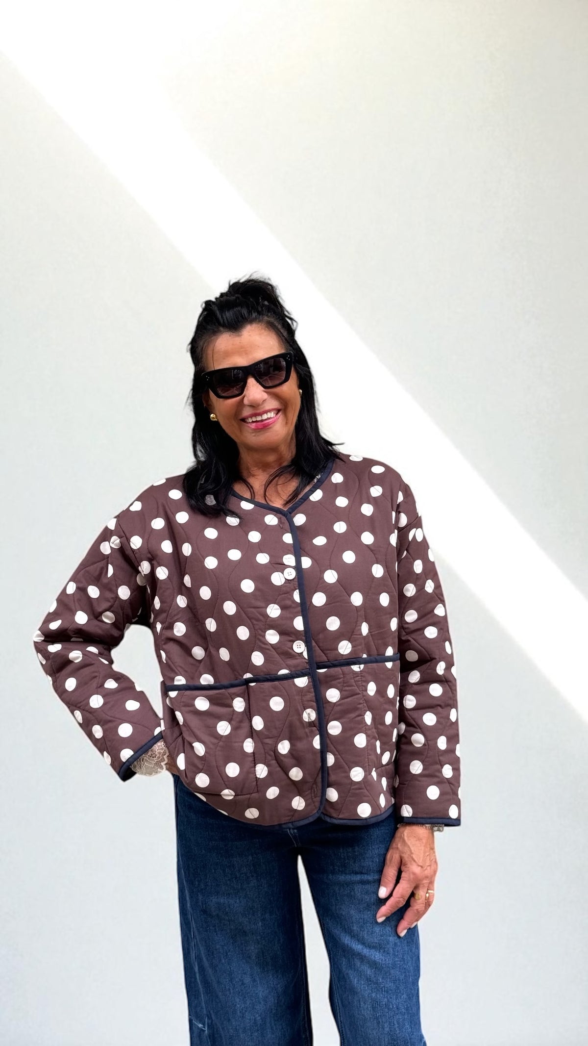 GIACCA TRAPUNTATA A POIS