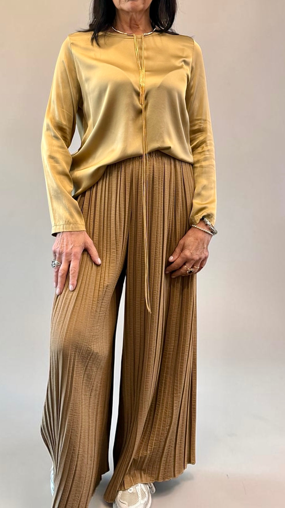 PANTALONE PLISSE' TABACCO