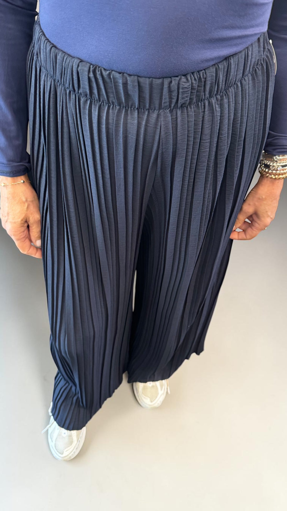 PANTALONE PLISSE' BLU