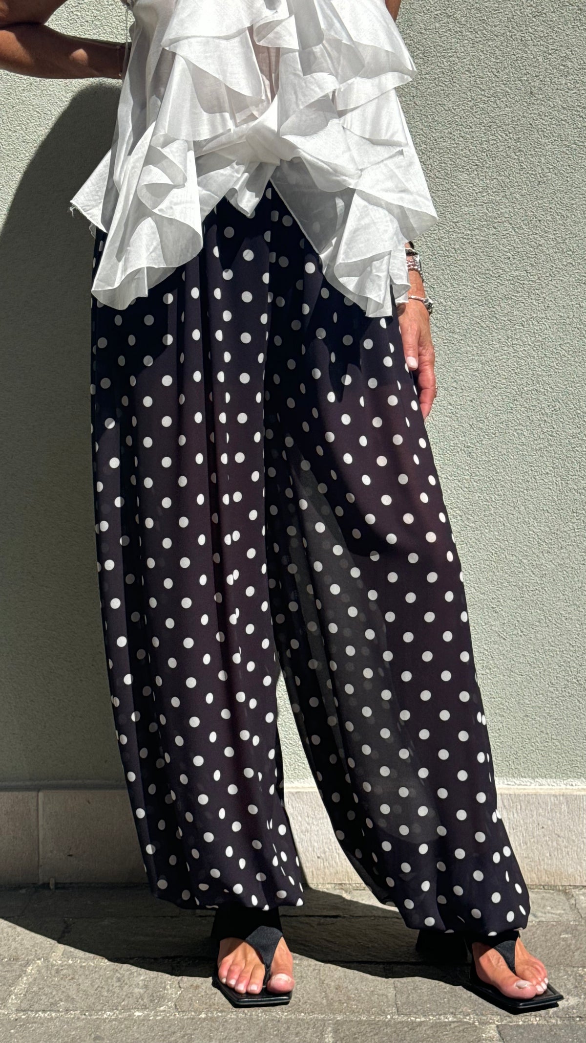 PANTALONE POIS ORGANZA NERO