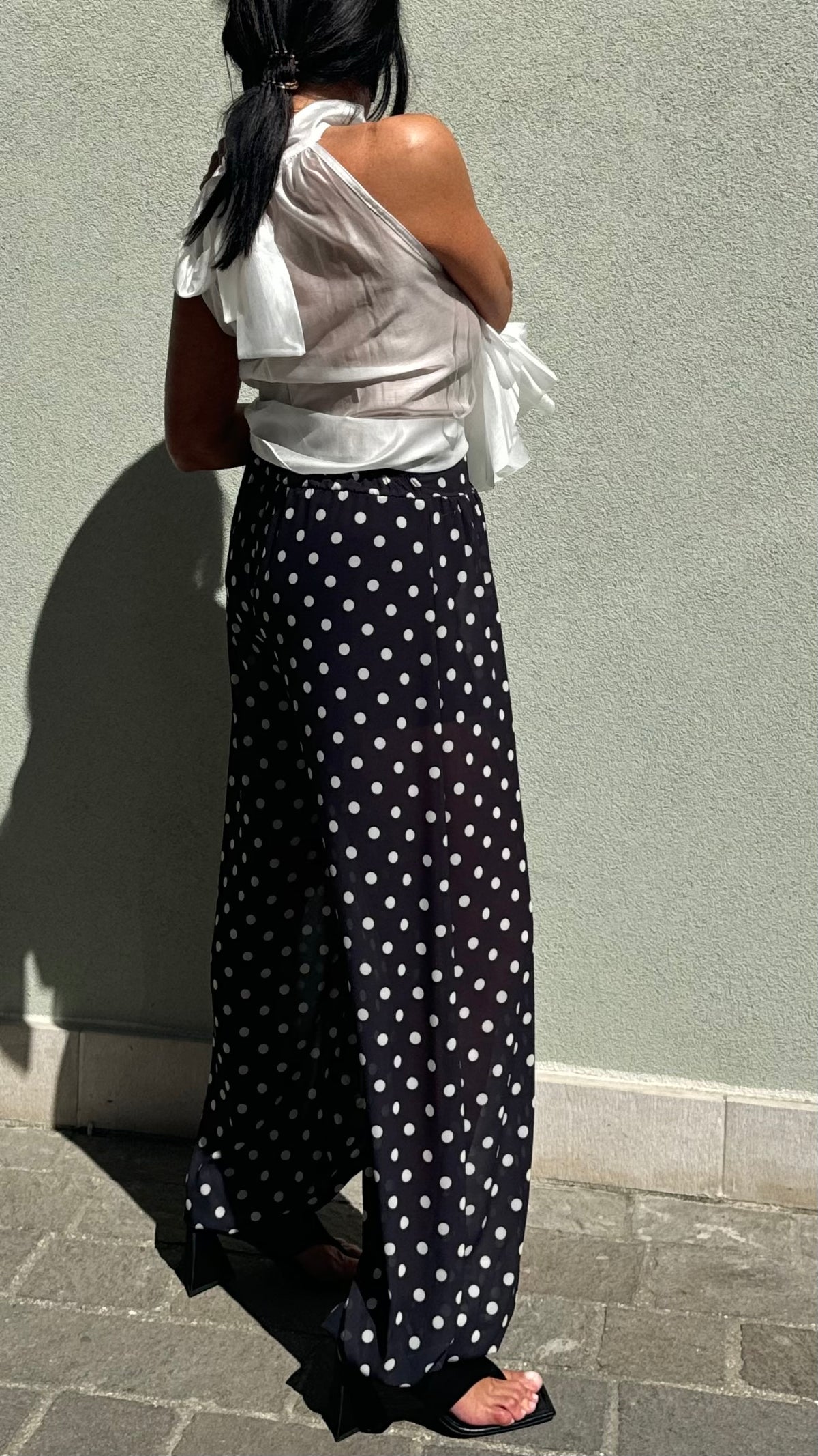PANTALONE POIS ORGANZA NERO