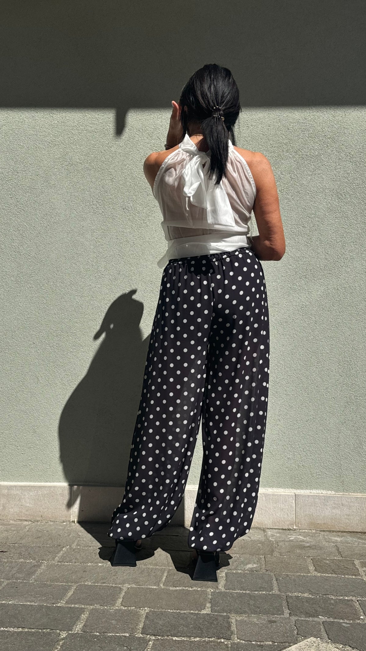 PANTALONE POIS ORGANZA NERO
