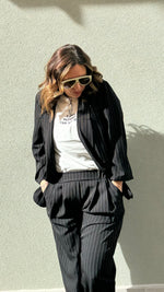 PANTALONE GESSATO NERO