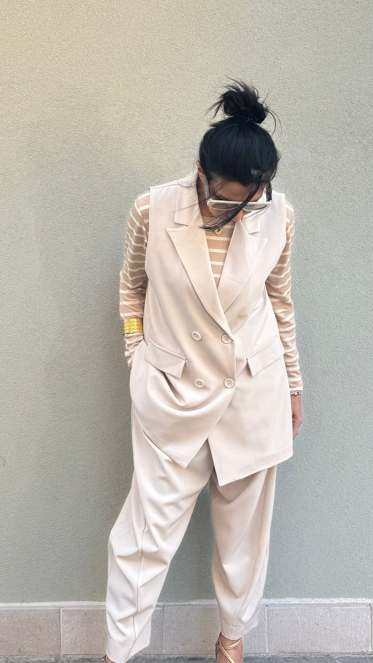 GILET DOPPIOPETTO PANNA