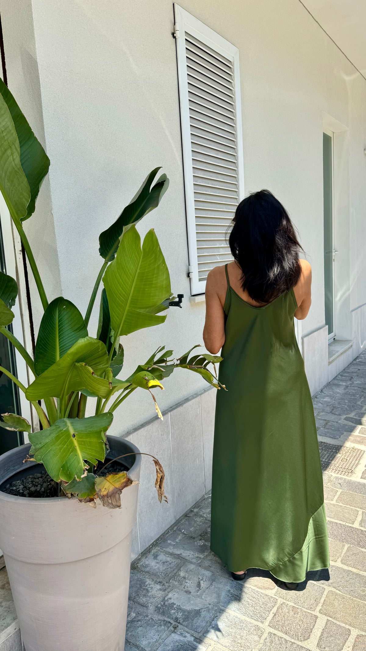 ABITO SATIN VERDE MILITARE