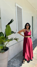 ABITO SATIN BORDEAUX