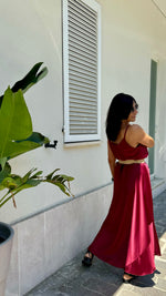 ABITO SATIN BORDEAUX