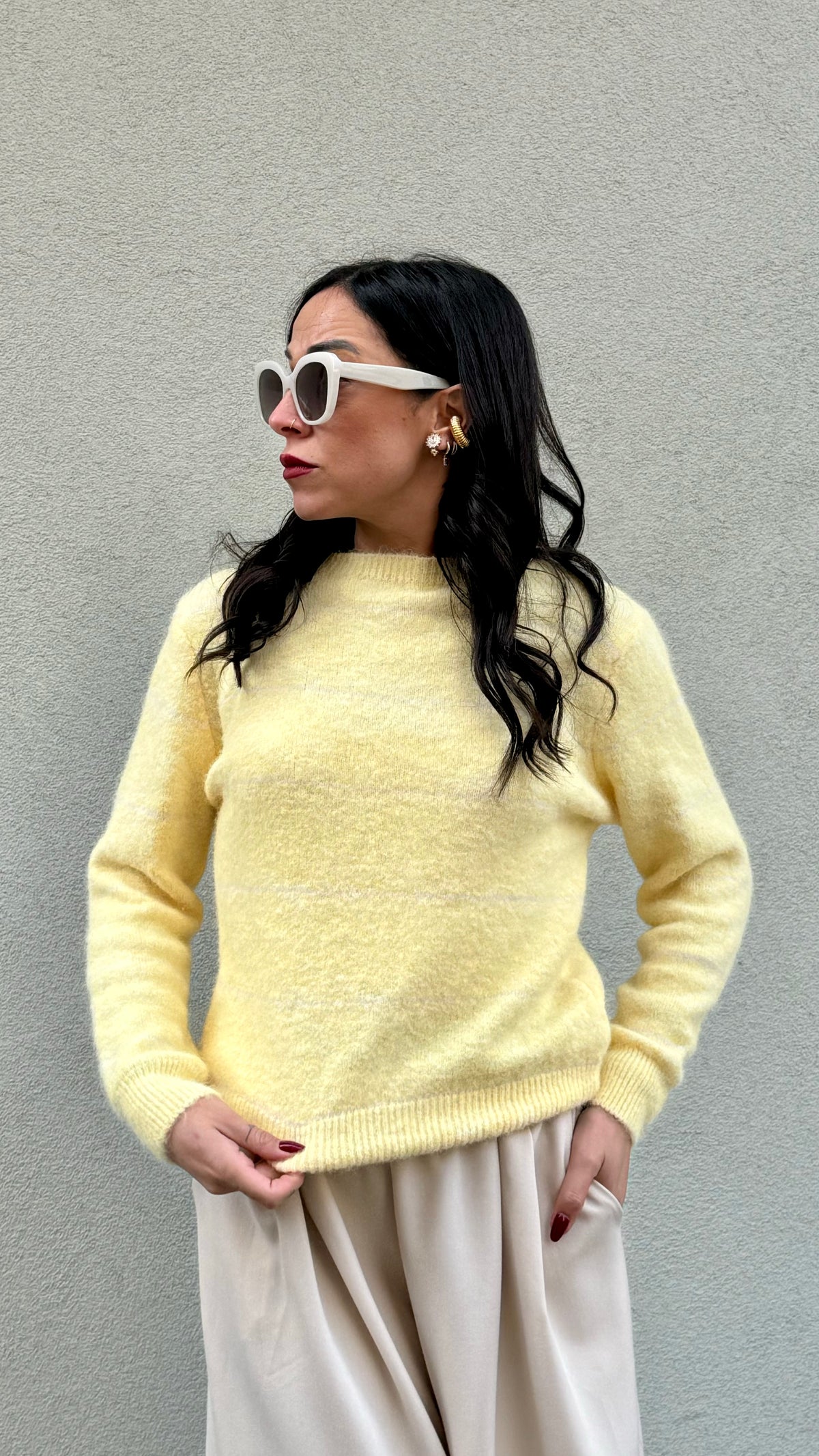PULL RIGA FINA GIALLO LIME