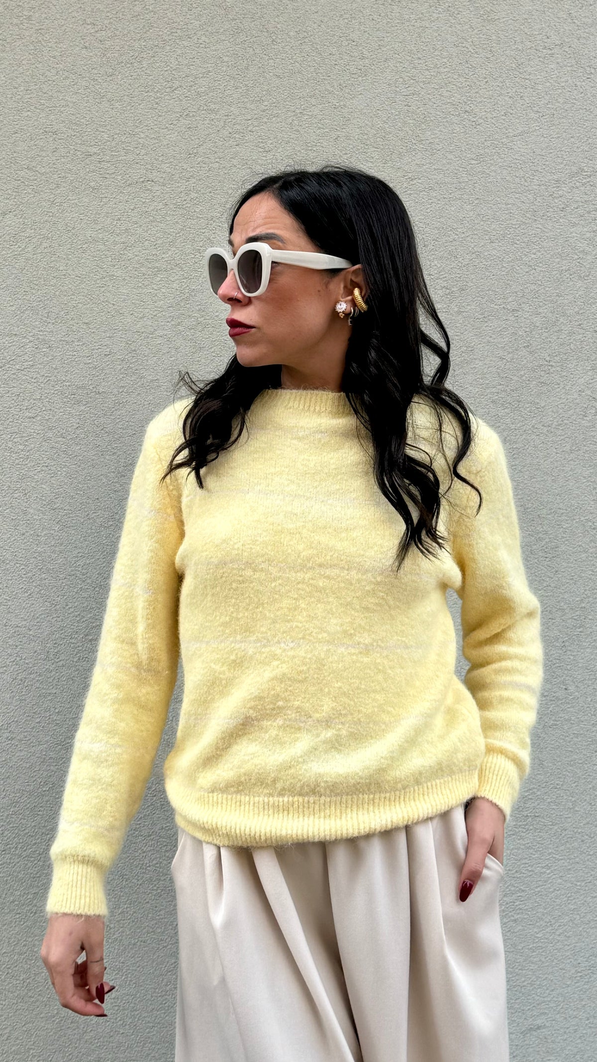 PULL RIGA FINA GIALLO LIME