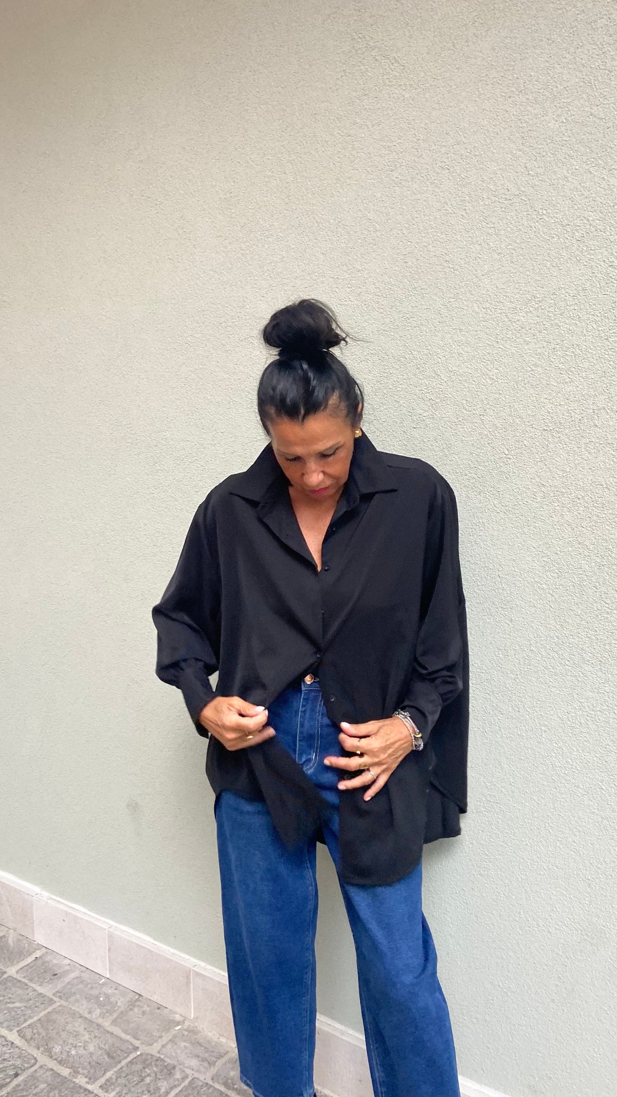 CAMICIA OVER NERA MANICA LUNGA