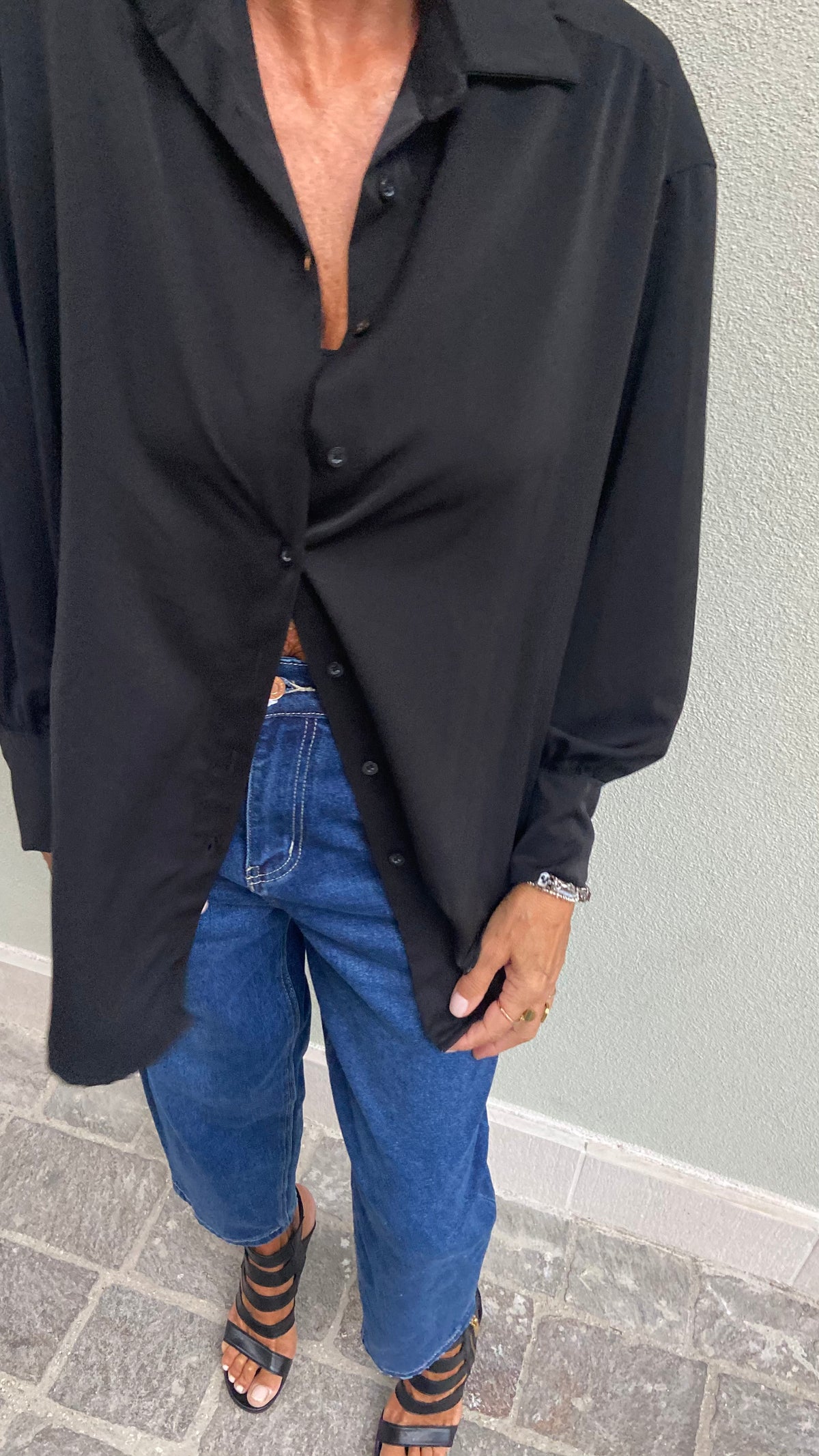 CAMICIA OVER NERA MANICA LUNGA