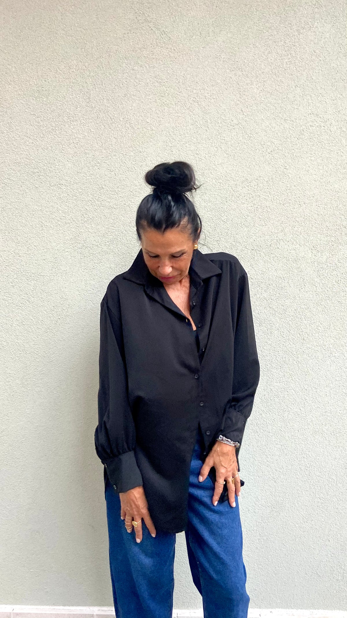 CAMICIA OVER NERA MANICA LUNGA
