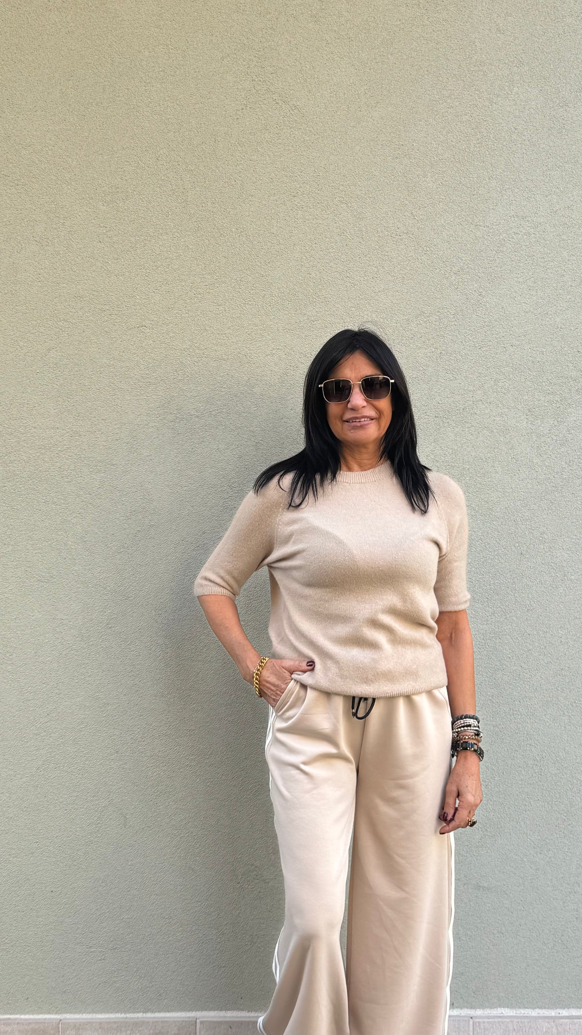 PULL MANICA 3/4 SABBIA