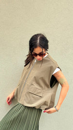 BOMBER SMANICATO VERDE MILITARE