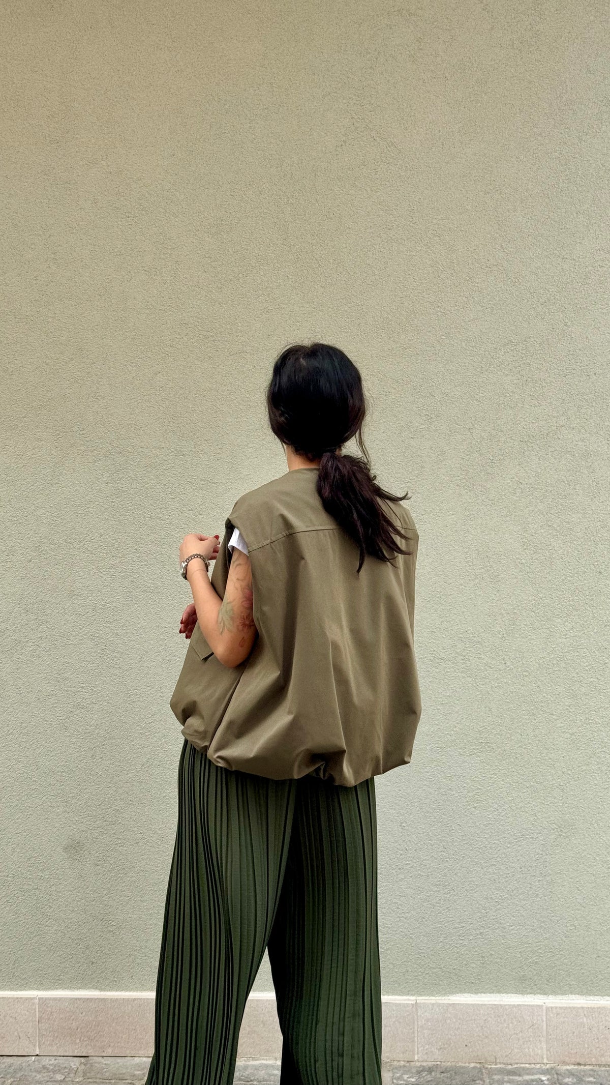 BOMBER SMANICATO VERDE MILITARE