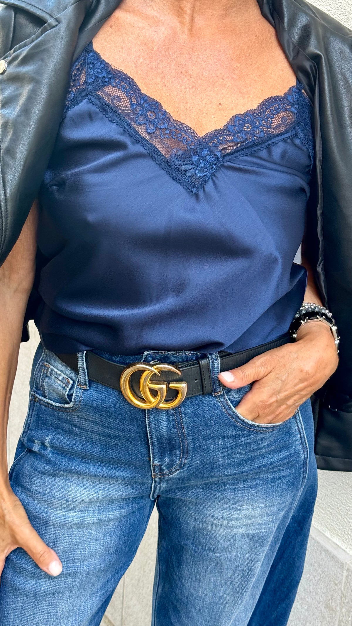 CANOTTA SATIN BLU