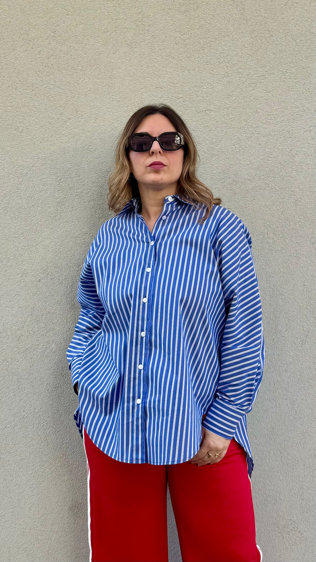 CAMICIA A RIGHE BLU