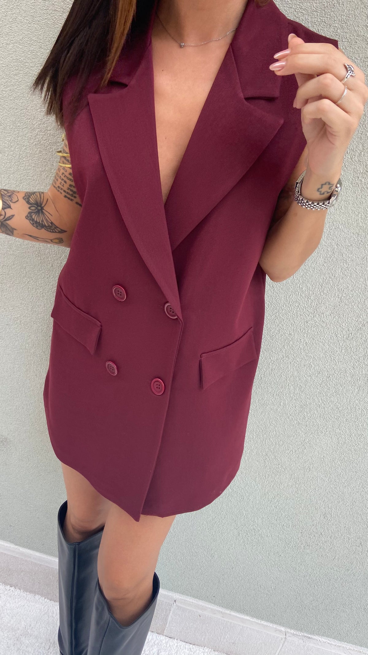 MAXI GILET DOPPIOPETTO BORDEAUX
