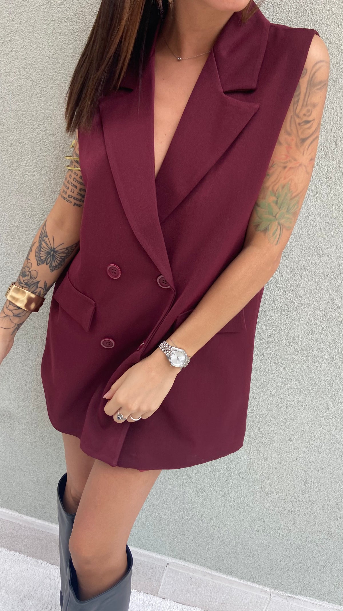 MAXI GILET DOPPIOPETTO BORDEAUX