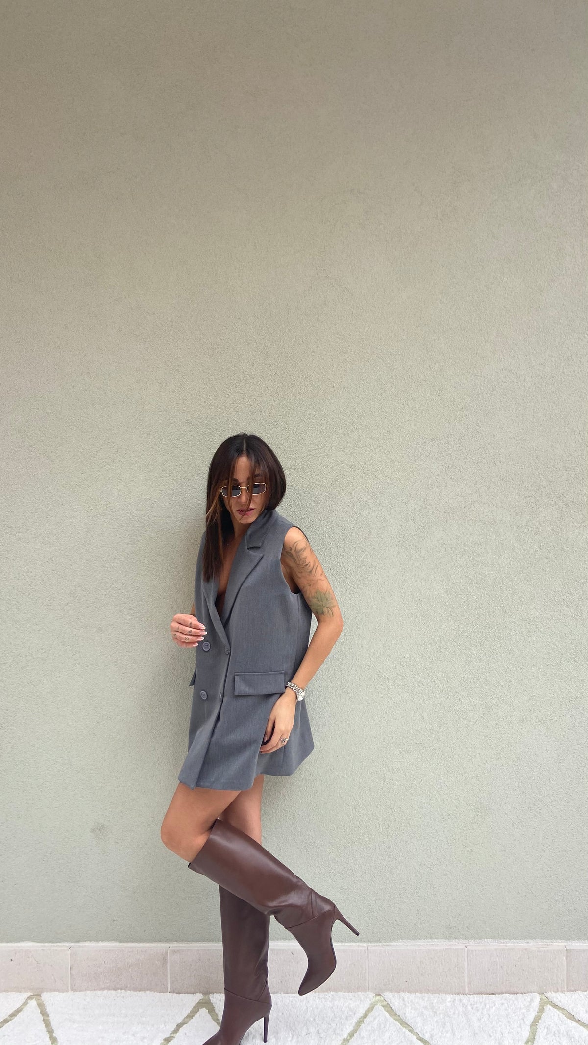 MAXI GILET DOPPIOPETTO GRIGIO