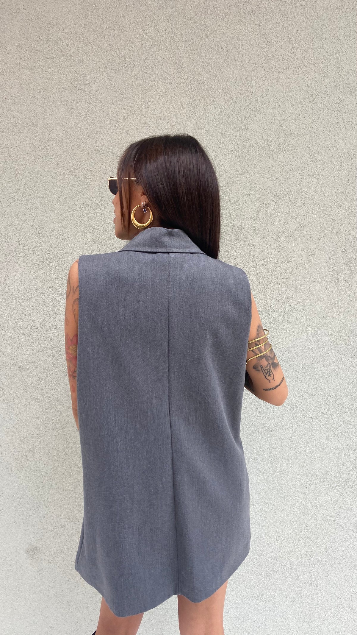 MAXI GILET DOPPIOPETTO GRIGIO