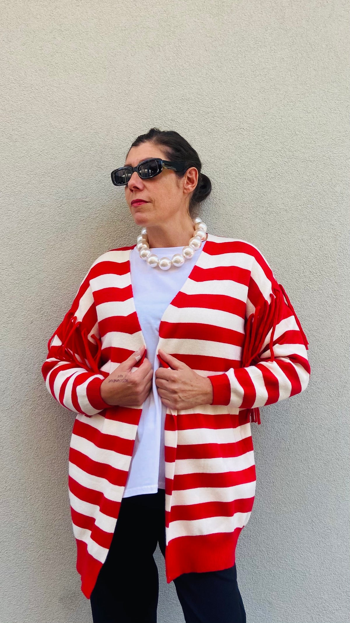 CARDIGAN FRANGIARIGA ROSSA
