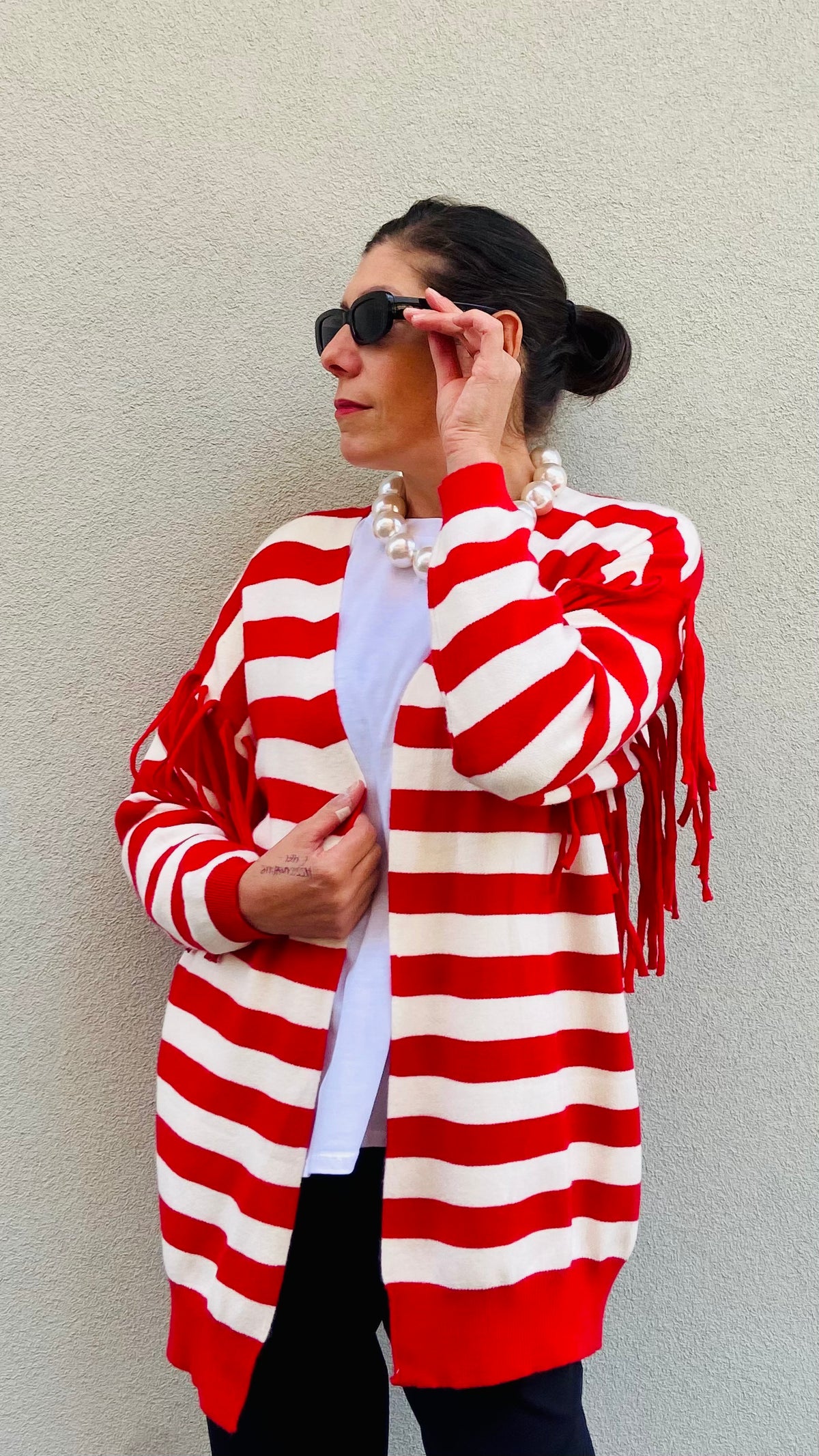 CARDIGAN FRANGIARIGA ROSSA