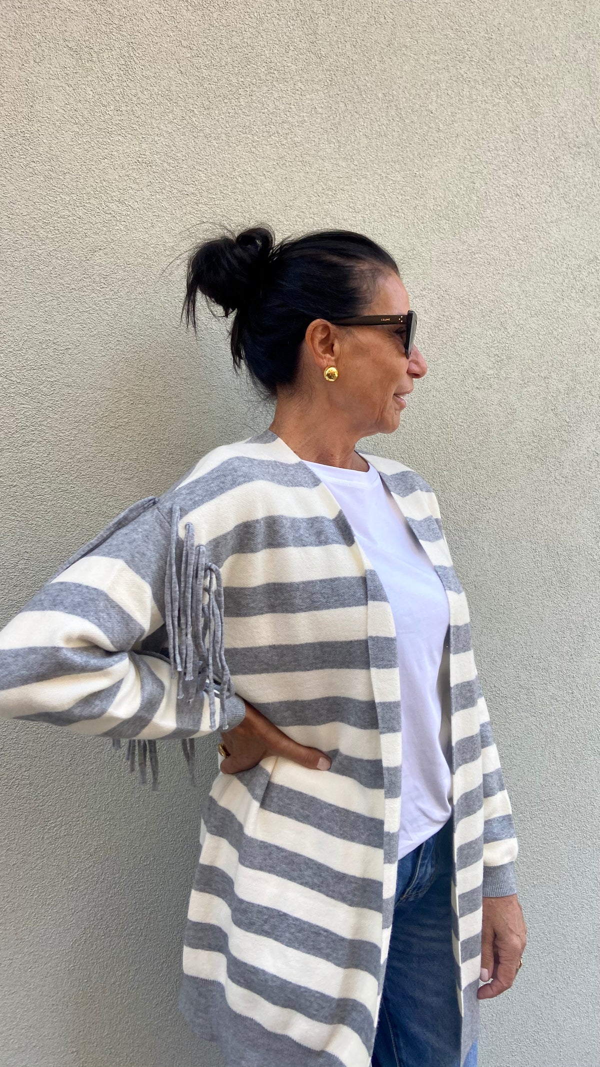 CARDIGAN FRANGIA RIGA GRIGIA
